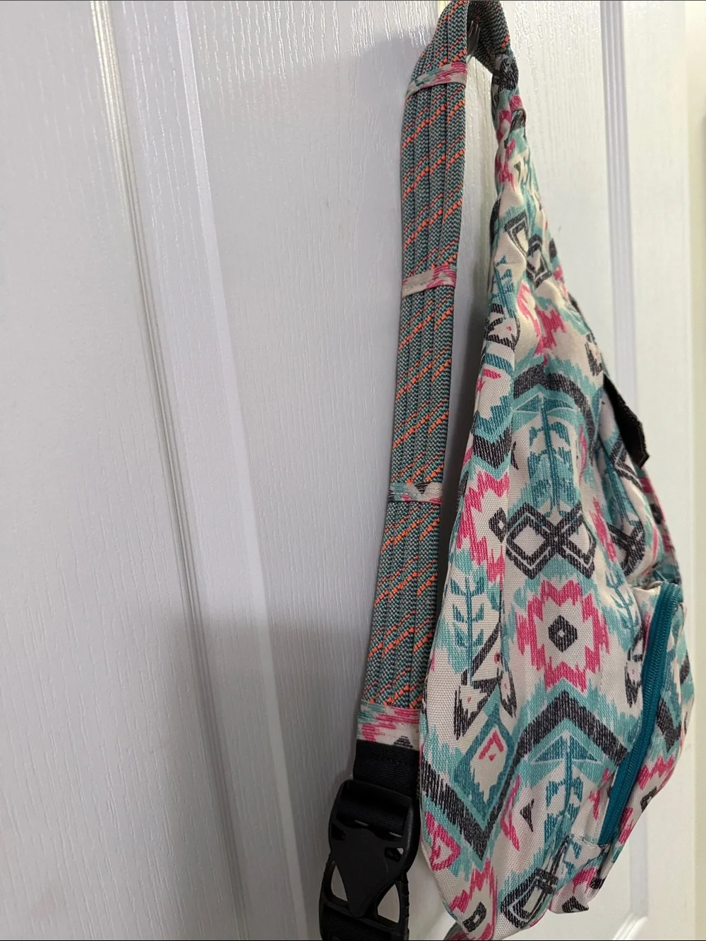 Kavu Teal Pink Aztec Sling Pack